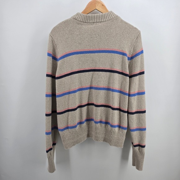 Faherty Brand Women's XL Beige Striped Crewneck Cotton Blend heavy Sweater - Picture 2 of 10